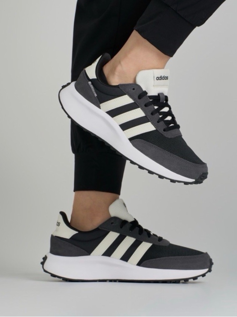 Adidas Run 70s Black White Women's Athletic Sneakers-Size 7